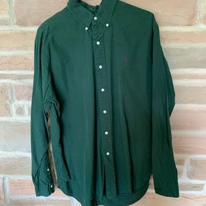 Polo Dark Green Classic Fit Button Down Size L.
